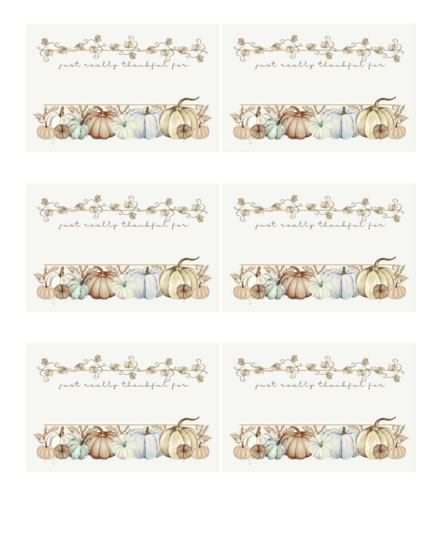 'Just Really Thankful For' Name Tag