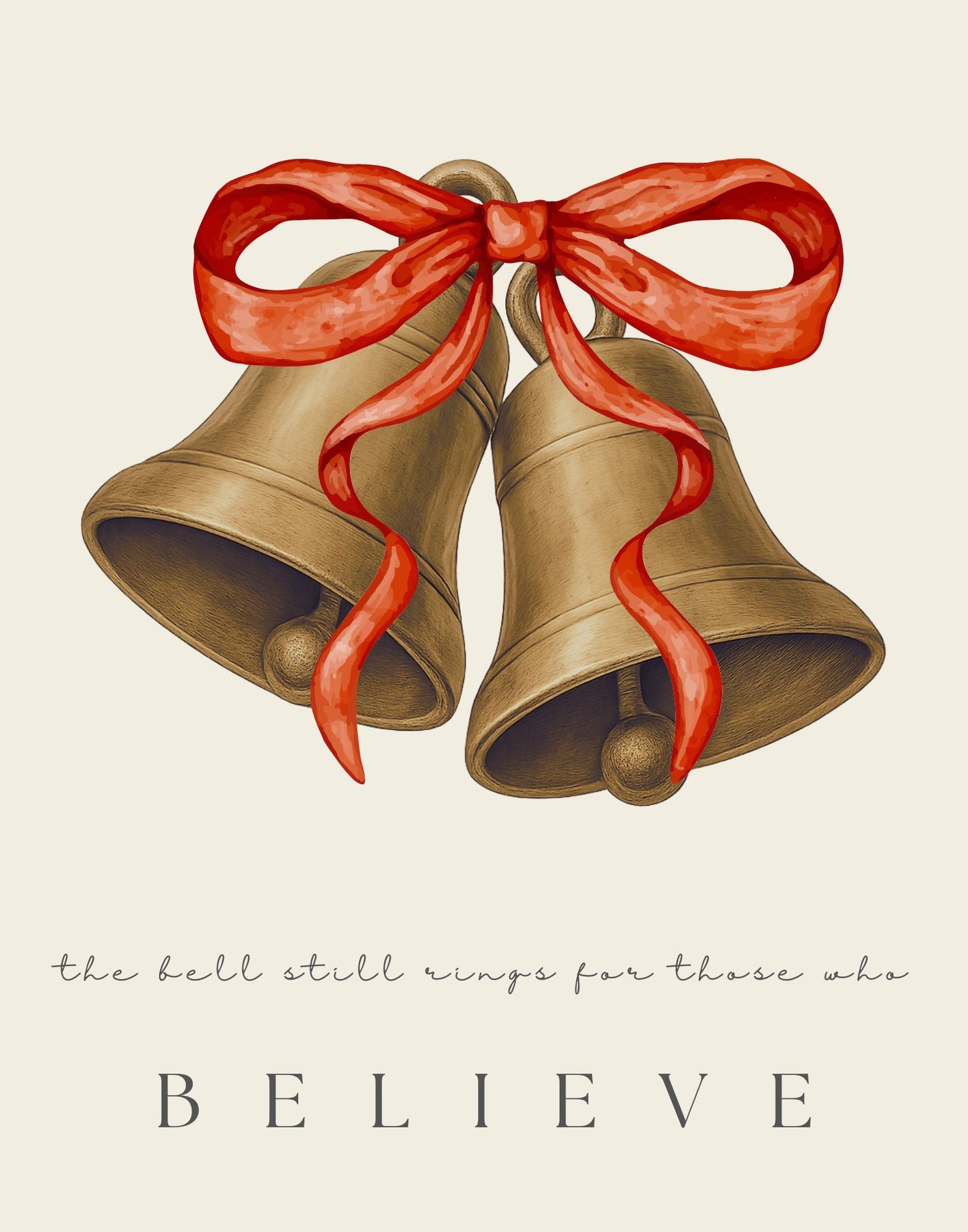 Christmas Wall Art Set | “Believe” Bell Print & “Meet Me Under the Mistletoe” | Vintage Holiday Decor | Festive Red Bow Printables