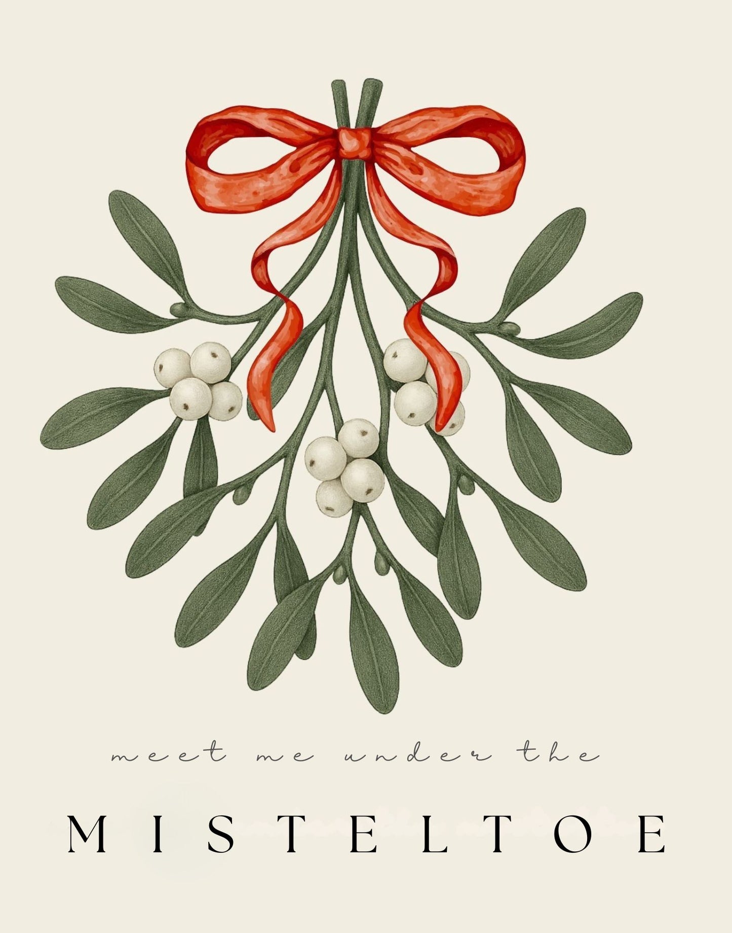 Christmas Wall Art Set | “Believe” Bell Print & “Meet Me Under the Mistletoe” | Vintage Holiday Decor | Festive Red Bow Printables